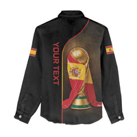 Personalized Spain Football 2026 Women Casual Shirt Trophy Flag Pride Art