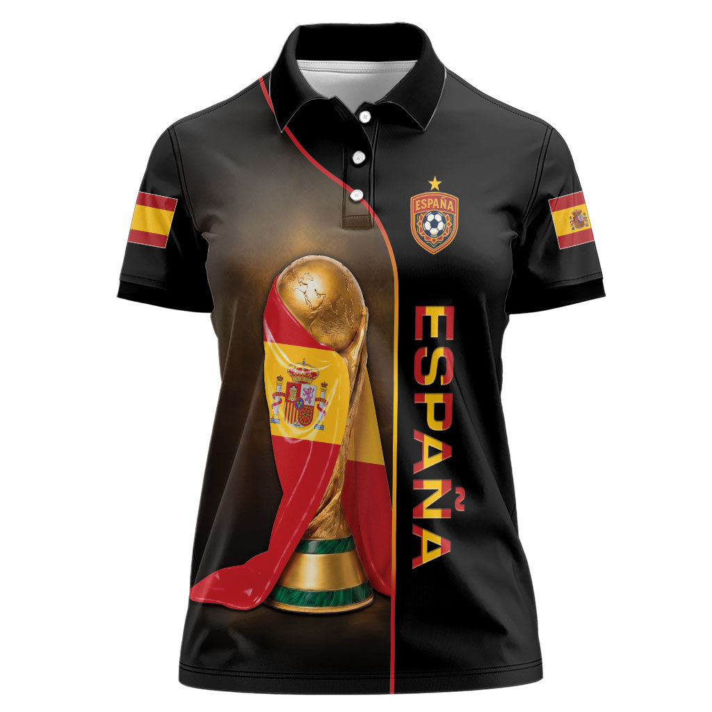 Personalized Spain Football 2026 Women Polo Shirt Trophy Flag Pride Art