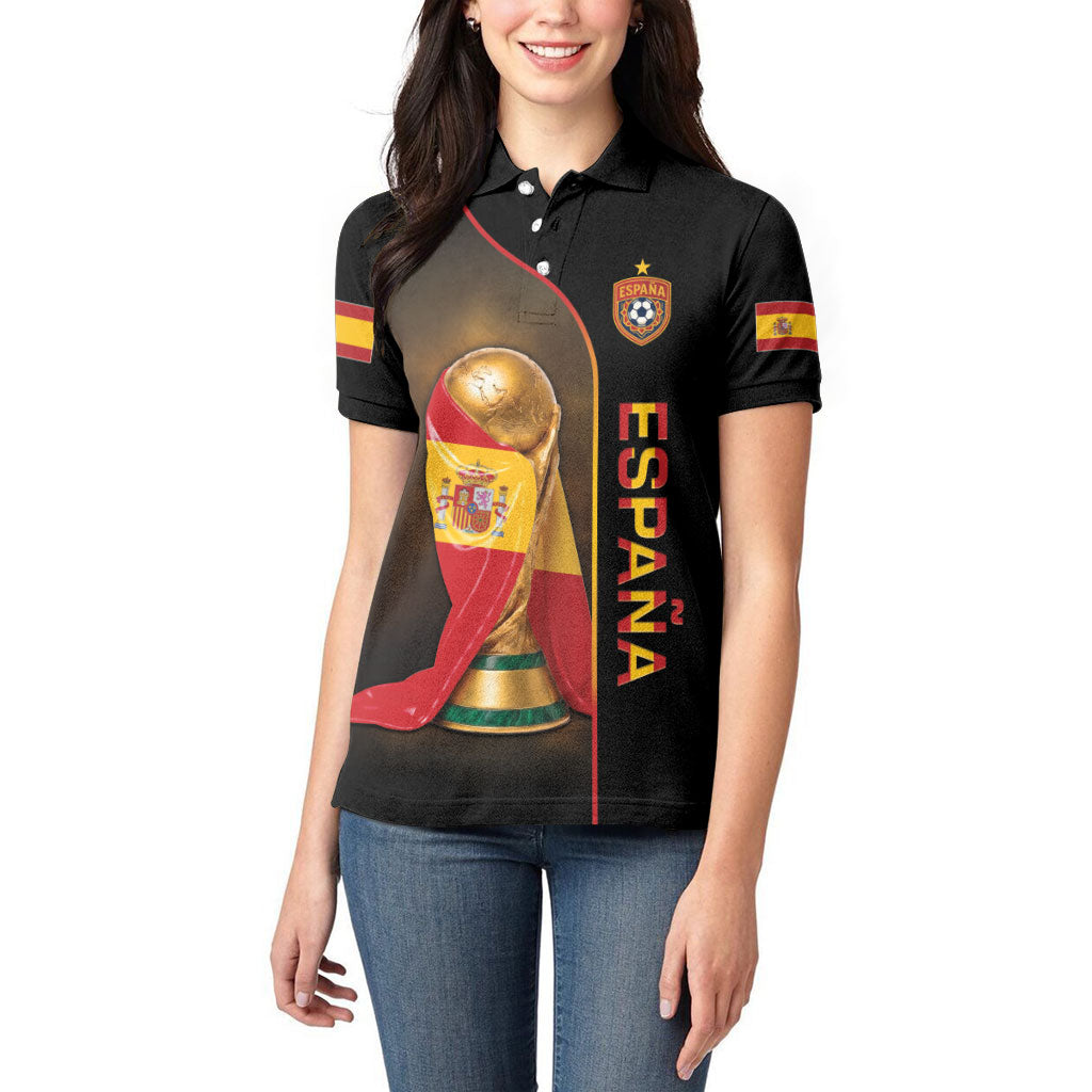 Personalized Spain Football 2026 Women Polo Shirt Trophy Flag Pride Art