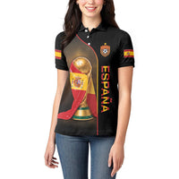 Personalized Spain Football 2026 Women Polo Shirt Trophy Flag Pride Art