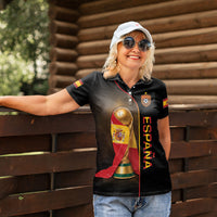 Personalized Spain Football 2026 Women Polo Shirt Trophy Flag Pride Art