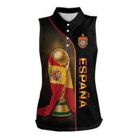 Personalized Spain Football 2026 Women Sleeveless Polo Shirt Trophy Flag Pride Art