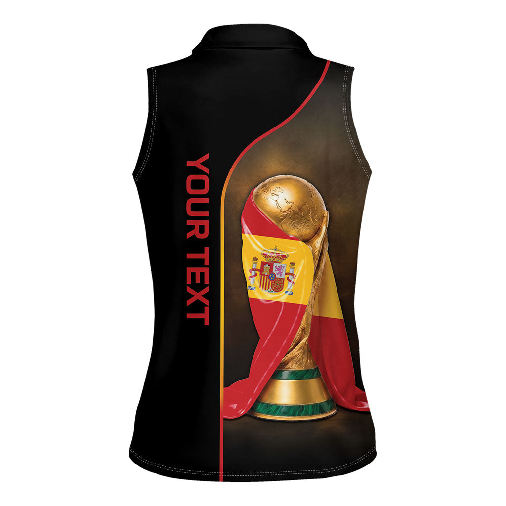 Personalized Spain Football 2026 Women Sleeveless Polo Shirt Trophy Flag Pride Art