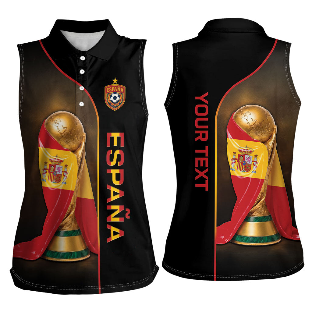 Personalized Spain Football 2026 Women Sleeveless Polo Shirt Trophy Flag Pride Art