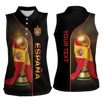Personalized Spain Football 2026 Women Sleeveless Polo Shirt Trophy Flag Pride Art