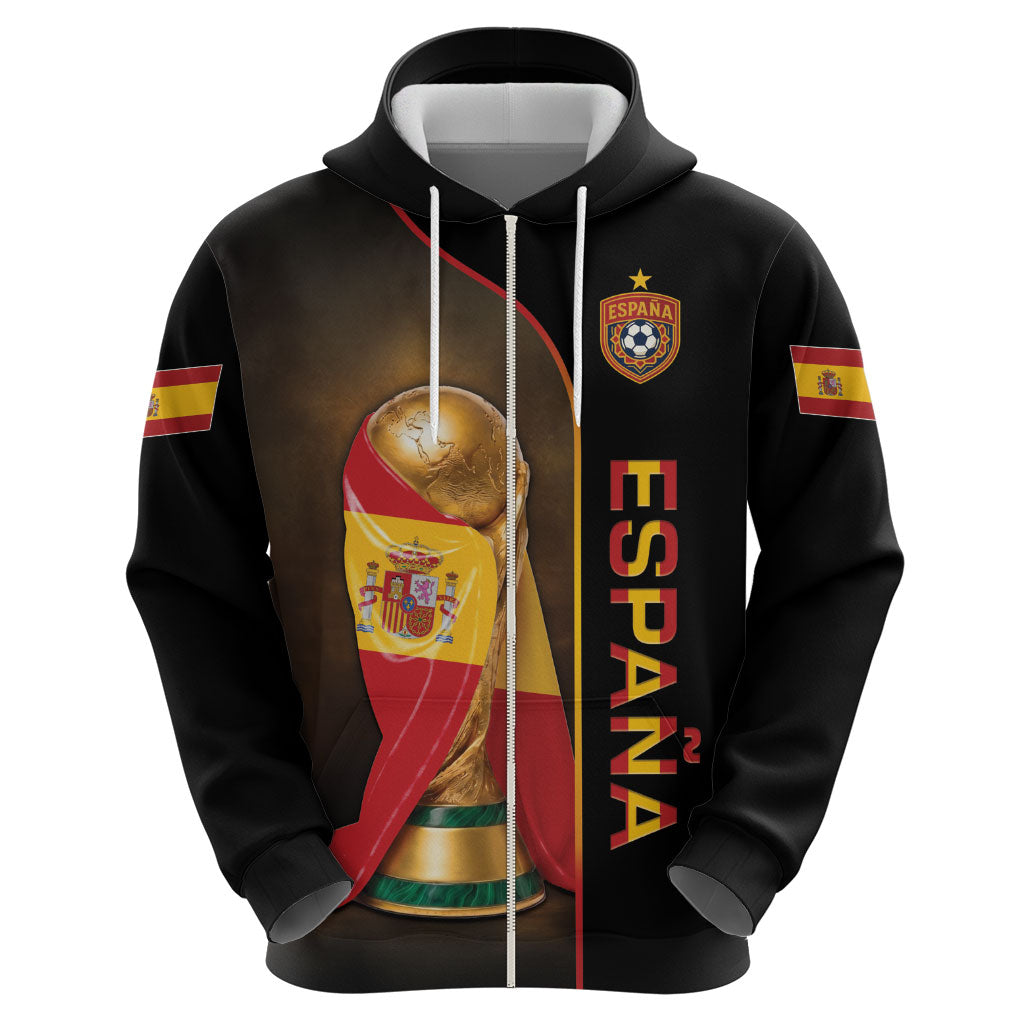 Personalized Spain Football 2026 Zip Hoodie Trophy Flag Pride Art