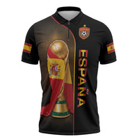 Personalized Spain Football 2026 Zipper Polo Shirt Trophy Flag Pride Art