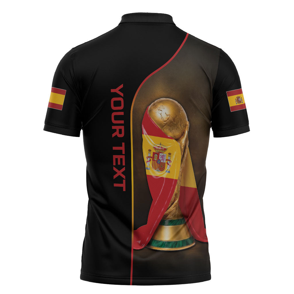 Personalized Spain Football 2026 Zipper Polo Shirt Trophy Flag Pride Art