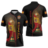 Personalized Spain Football 2026 Zipper Polo Shirt Trophy Flag Pride Art