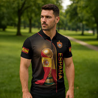 Personalized Spain Football 2026 Zipper Polo Shirt Trophy Flag Pride Art