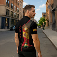 Personalized Spain Football 2026 Zipper Polo Shirt Trophy Flag Pride Art
