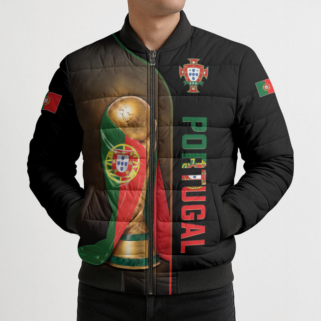 Personalized Portugal Football 2026 Bomber Puffer Jacket Trophy Flag Pride Art