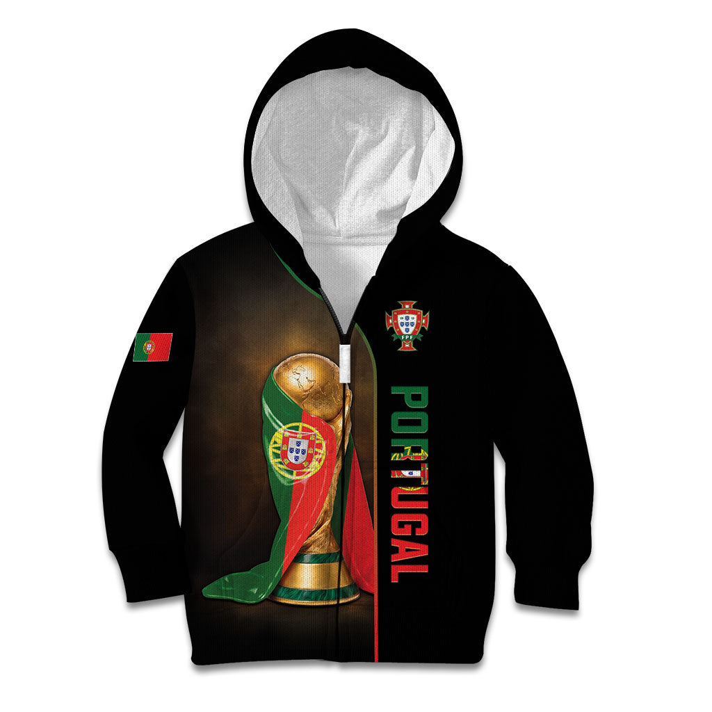 Personalized Portugal Football 2026 Kid Hoodie Trophy Flag Pride Art