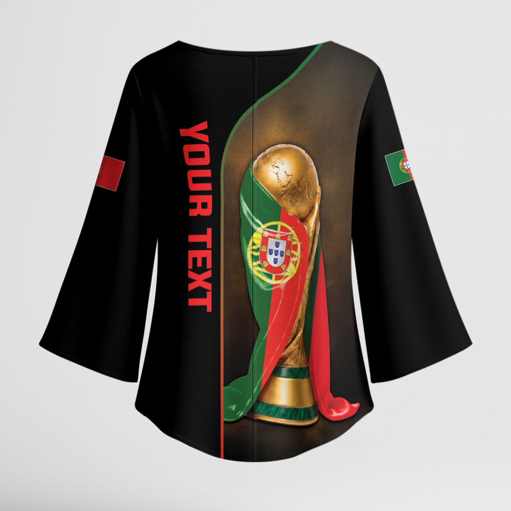 Personalized Portugal Football 2026 Kimono Sleeve Blouse Trophy Flag Pride Art
