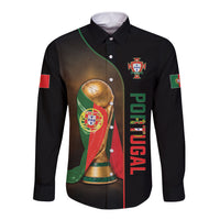 Personalized Portugal Football 2026 Long Sleeve Button Shirt Trophy Flag Pride Art