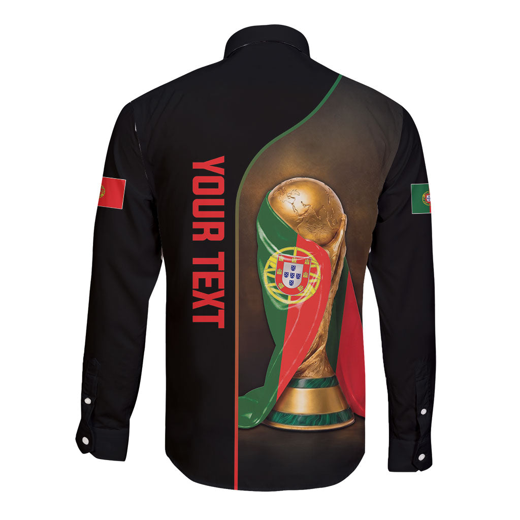 Personalized Portugal Football 2026 Long Sleeve Button Shirt Trophy Flag Pride Art