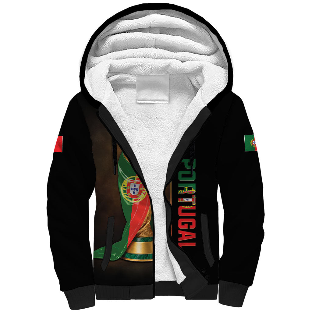 Personalized Portugal Football 2026 Sherpa Hoodie Trophy Flag Pride Art
