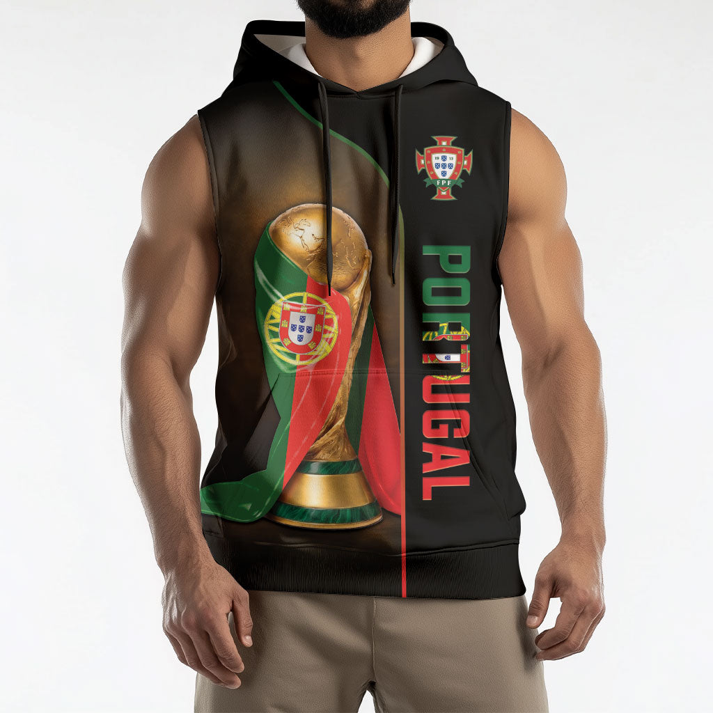 Personalized Portugal Football 2026 Sleeveless Hoodie Trophy Flag Pride Art