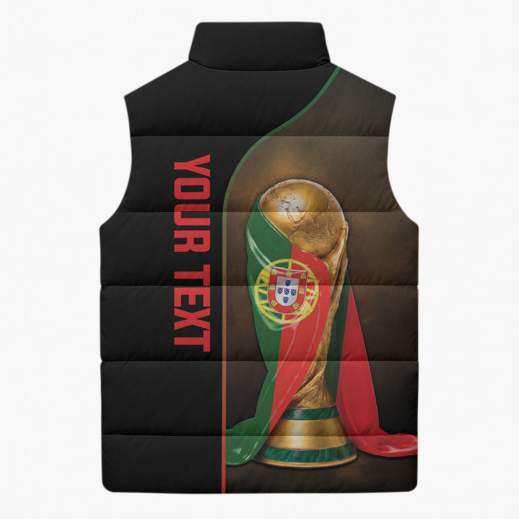 Personalized Portugal Football 2026 Sleeveless Puffer Jacket Trophy Flag Pride Art