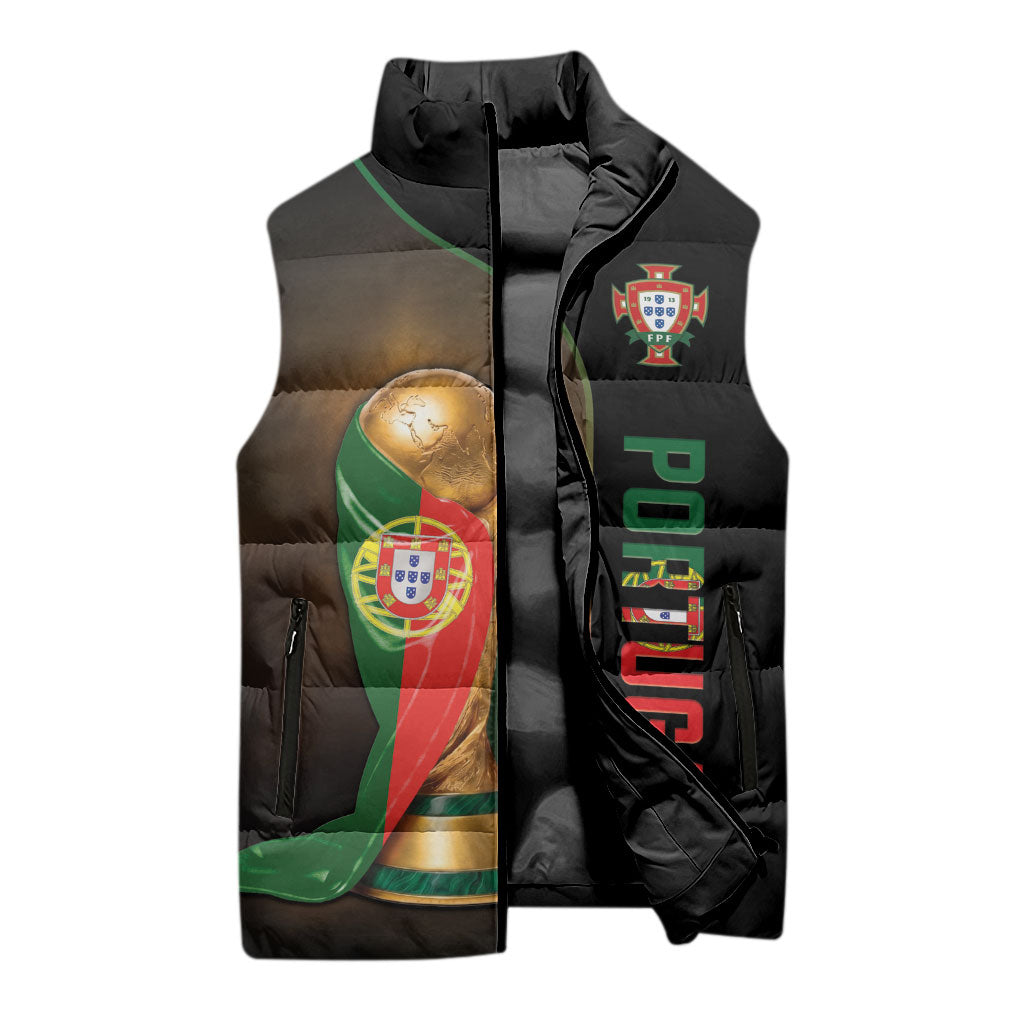 Personalized Portugal Football 2026 Sleeveless Puffer Jacket Trophy Flag Pride Art