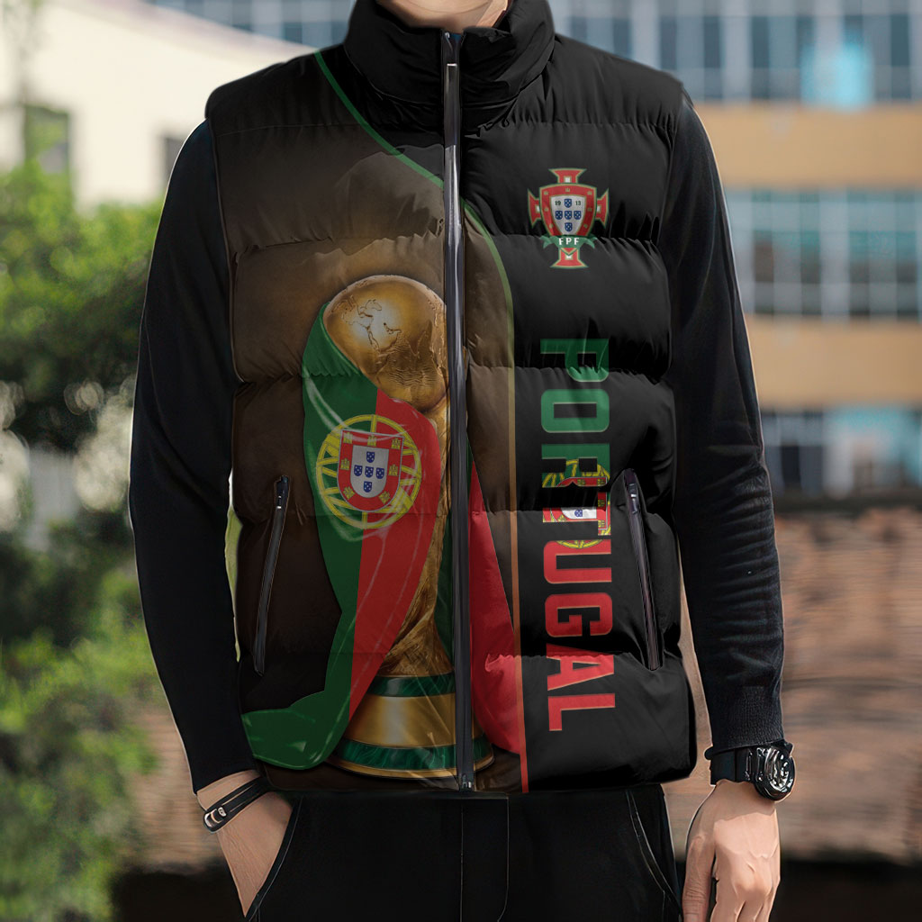 Personalized Portugal Football 2026 Sleeveless Puffer Jacket Trophy Flag Pride Art
