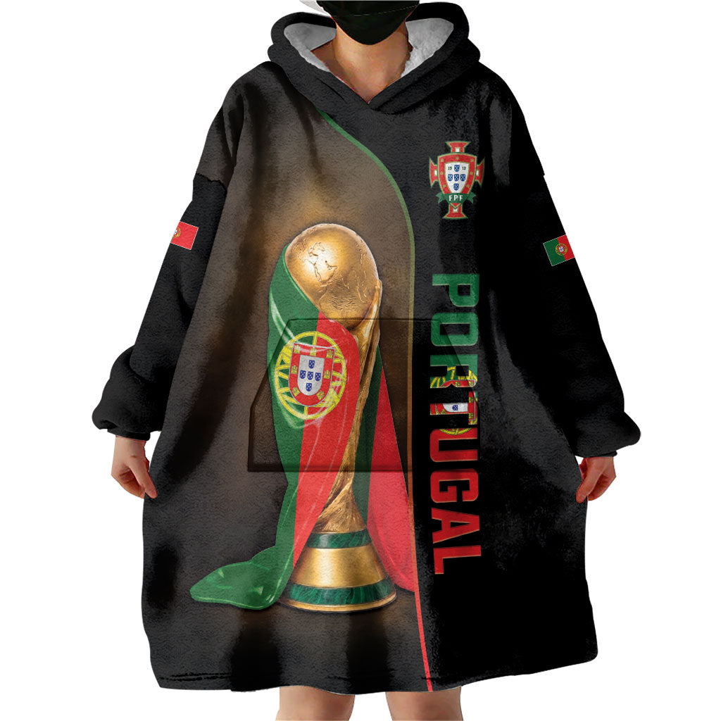 Personalized Portugal Football 2026 Wearable Blanket Hoodie Trophy Flag Pride Art