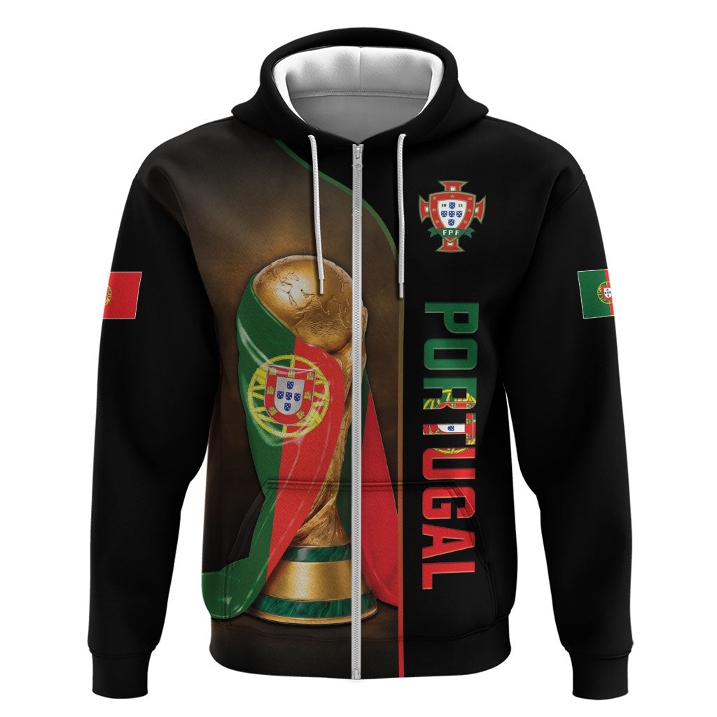 Personalized Portugal Football 2026 Zip Hoodie Trophy Flag Pride Art