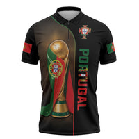 Personalized Portugal Football 2026 Zipper Polo Shirt Trophy Flag Pride Art