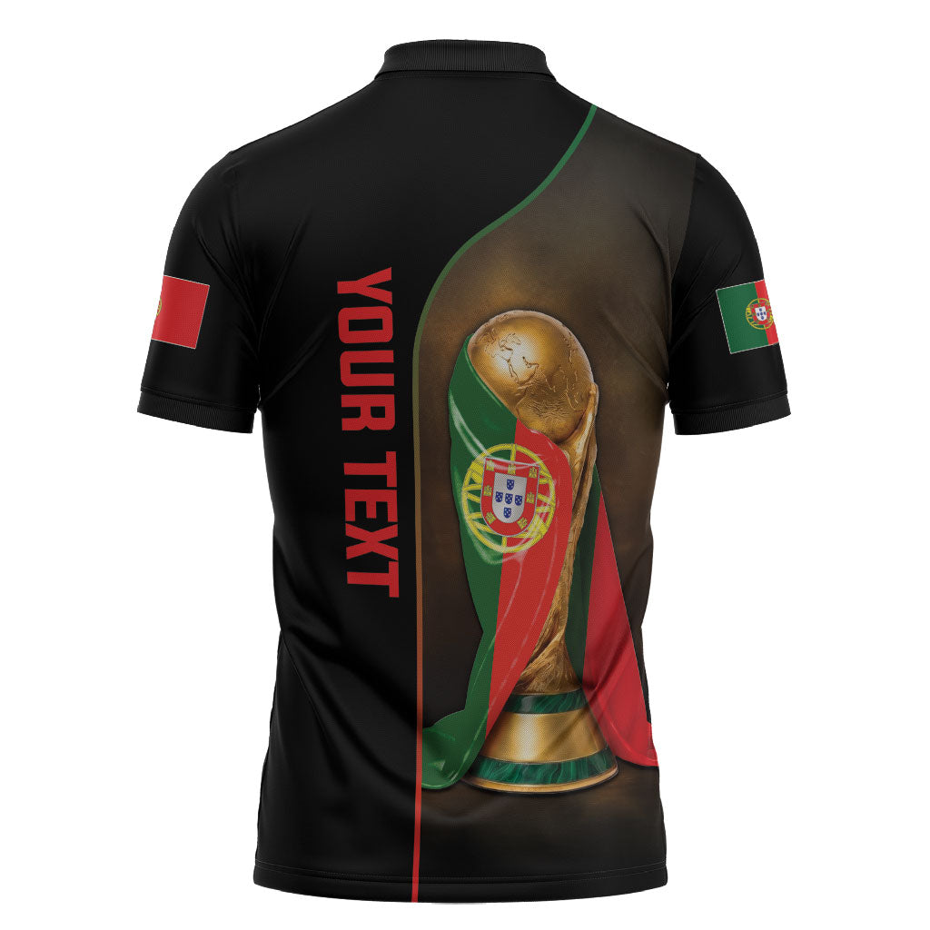 Personalized Portugal Football 2026 Zipper Polo Shirt Trophy Flag Pride Art