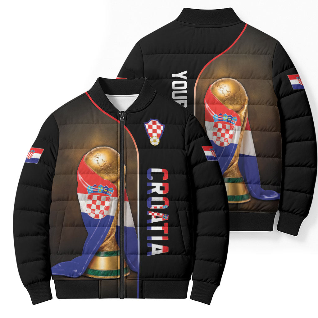 Personalized Croatia Football 2026 Bomber Puffer Jacket Trophy Flag Pride Art