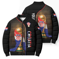 Personalized Croatia Football 2026 Bomber Puffer Jacket Trophy Flag Pride Art