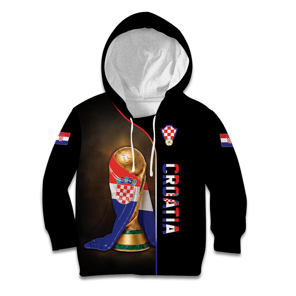 Personalized Croatia Football 2026 Kid Hoodie Trophy Flag Pride Art