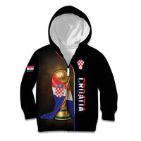 Personalized Croatia Football 2026 Kid Hoodie Trophy Flag Pride Art