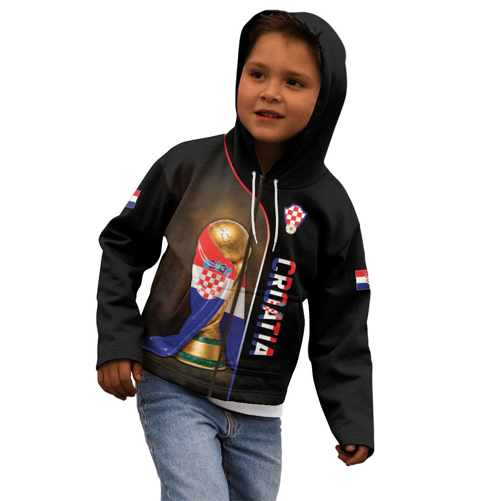 Personalized Croatia Football 2026 Kid Hoodie Trophy Flag Pride Art