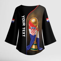 Personalized Croatia Football 2026 Kimono Sleeve Blouse Trophy Flag Pride Art
