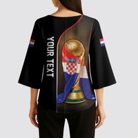 Personalized Croatia Football 2026 Kimono Sleeve Blouse Trophy Flag Pride Art
