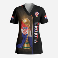 Personalized Croatia Football 2026 Scrub Top Trophy Flag Pride Art