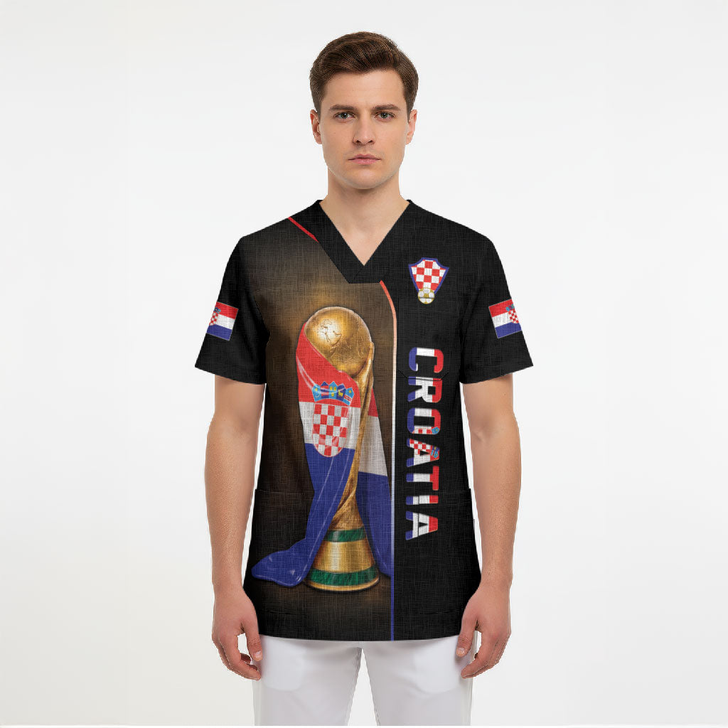 Personalized Croatia Football 2026 Scrub Top Trophy Flag Pride Art
