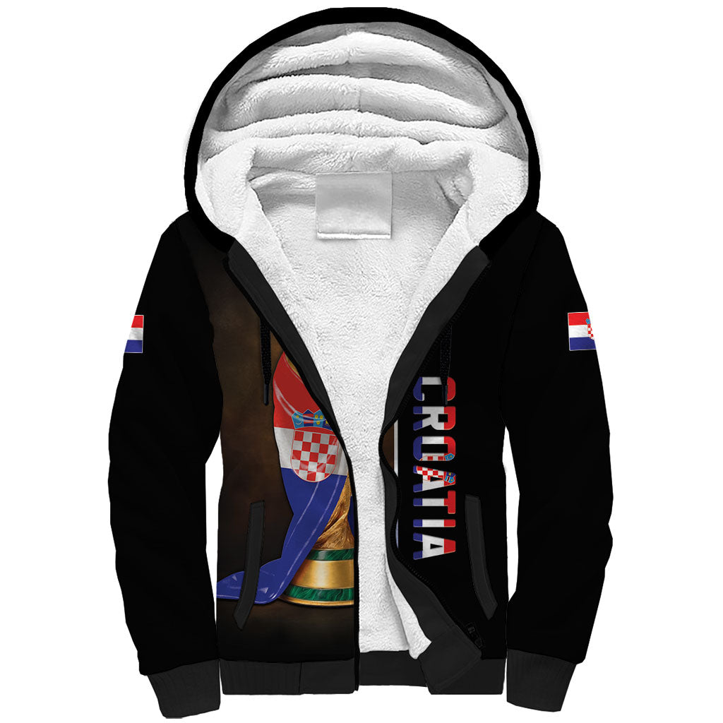 Personalized Croatia Football 2026 Sherpa Hoodie Trophy Flag Pride Art