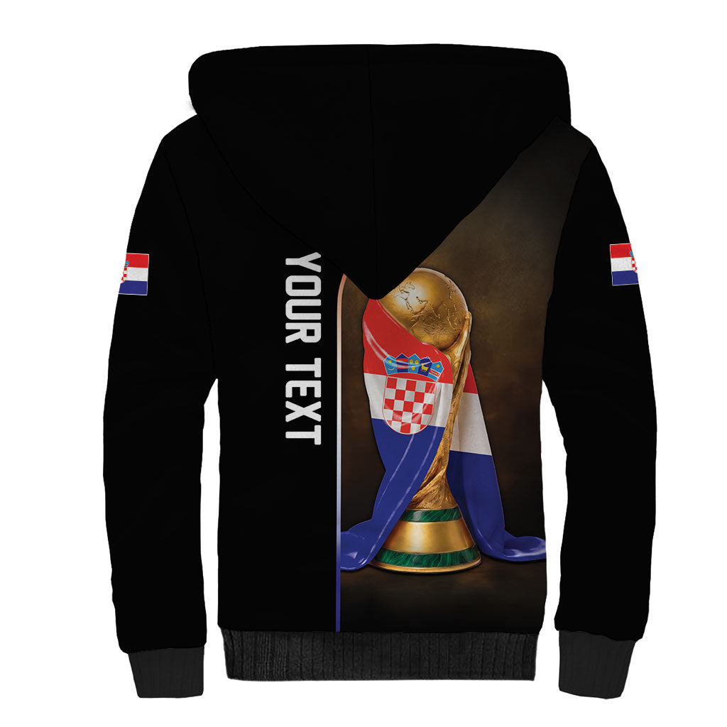 Personalized Croatia Football 2026 Sherpa Hoodie Trophy Flag Pride Art