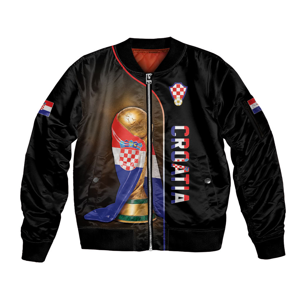 Personalized Croatia Football 2026 Sleeve Zip Bomber Jacket Trophy Flag Pride Art