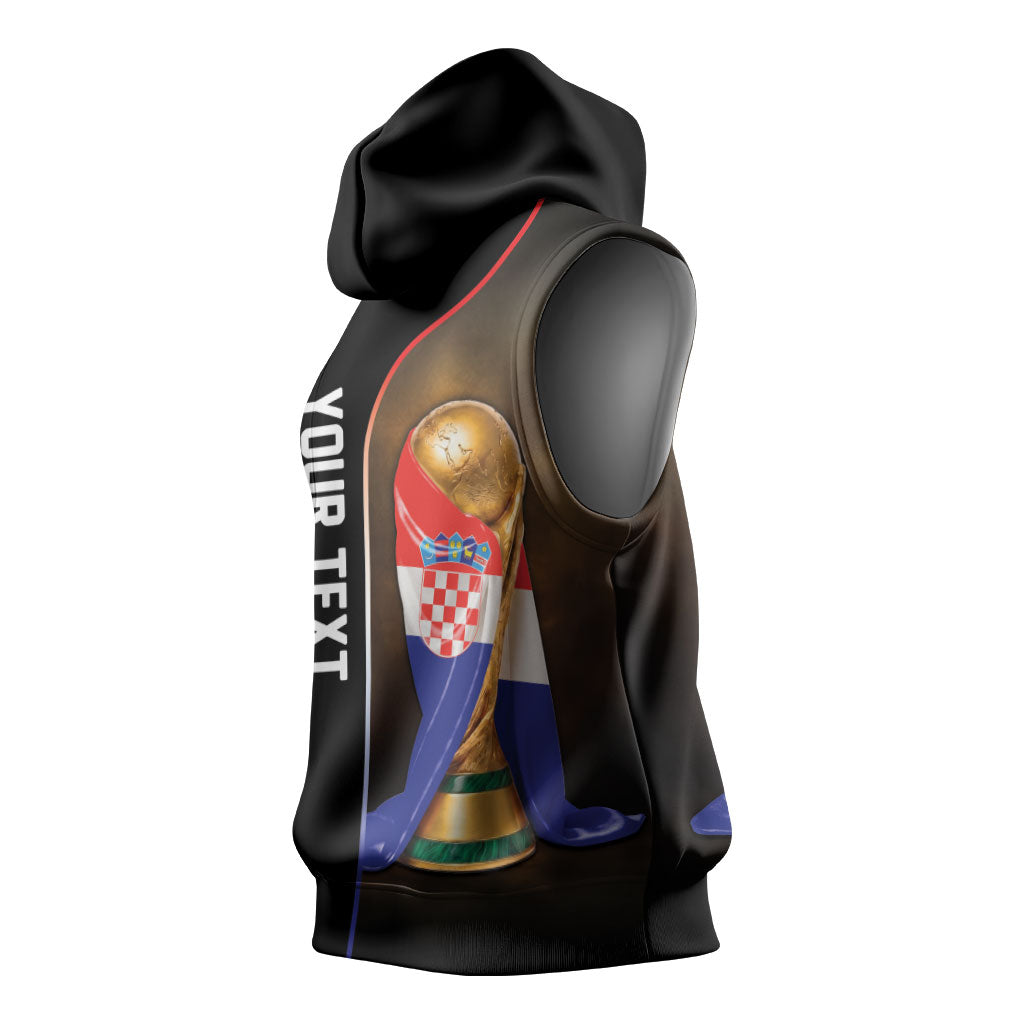Personalized Croatia Football 2026 Sleeveless Hoodie Trophy Flag Pride Art