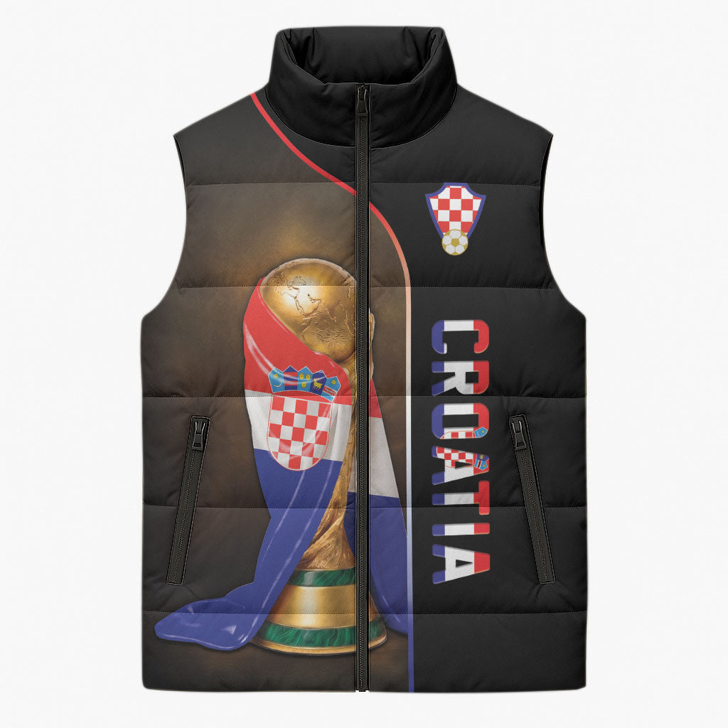 Personalized Croatia Football 2026 Sleeveless Puffer Jacket Trophy Flag Pride Art