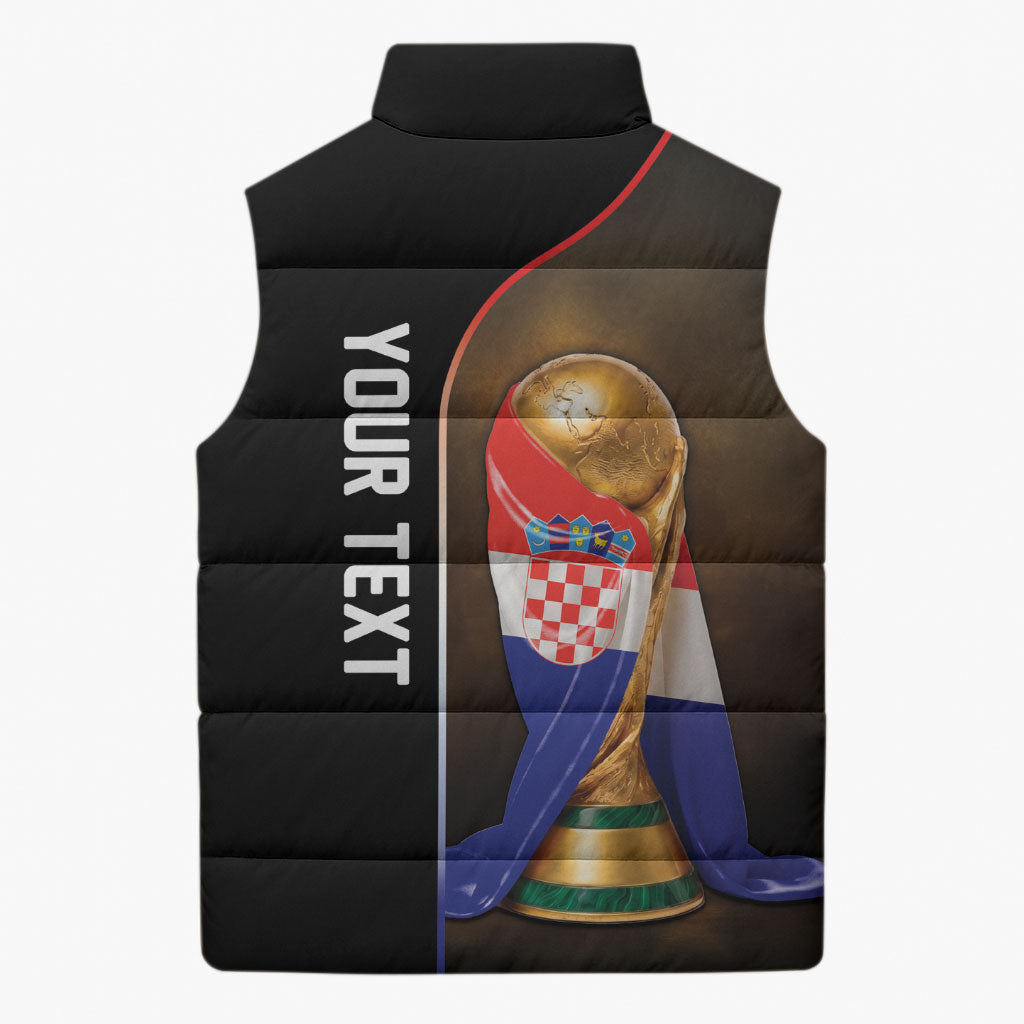 Personalized Croatia Football 2026 Sleeveless Puffer Jacket Trophy Flag Pride Art