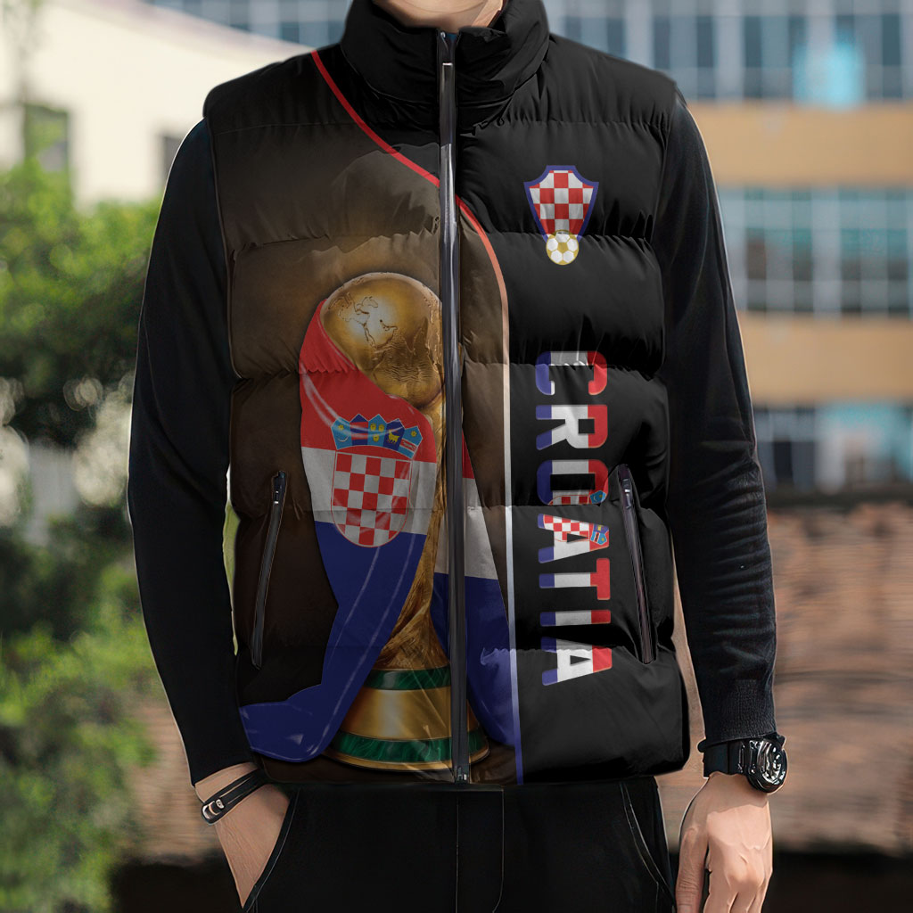 Personalized Croatia Football 2026 Sleeveless Puffer Jacket Trophy Flag Pride Art