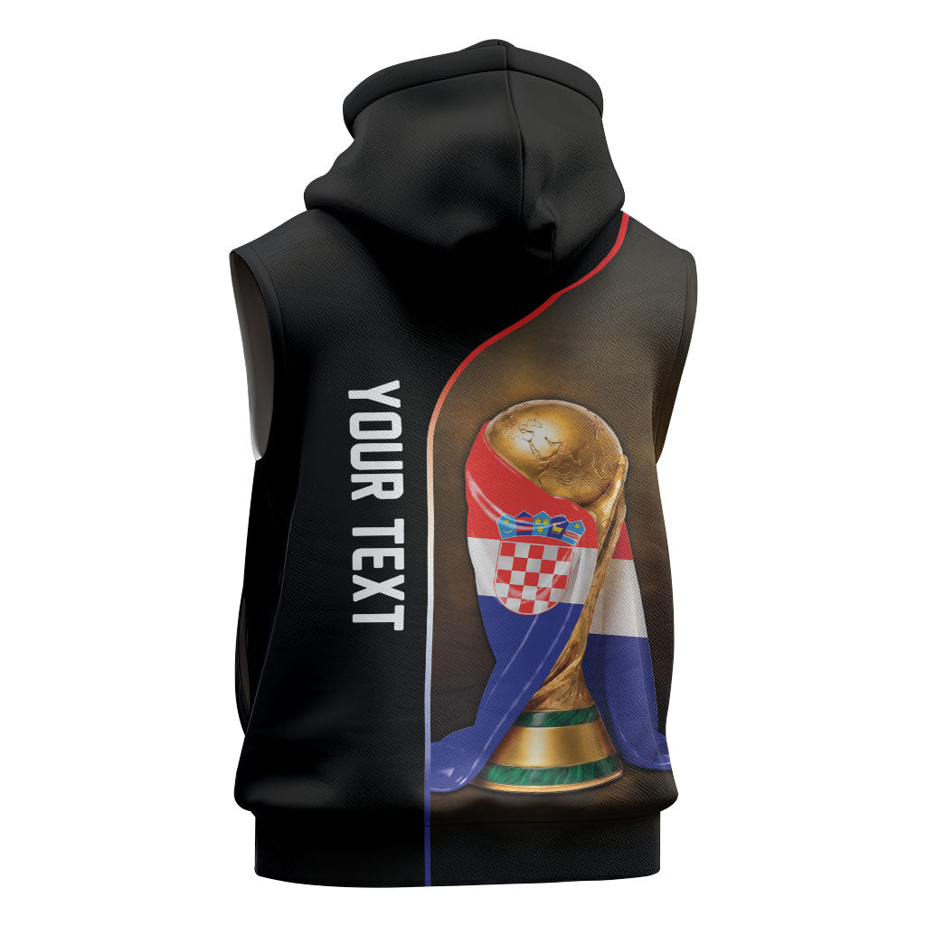 Personalized Croatia Football 2026 Sleeveless Zip Hoodie Trophy Flag Pride Art