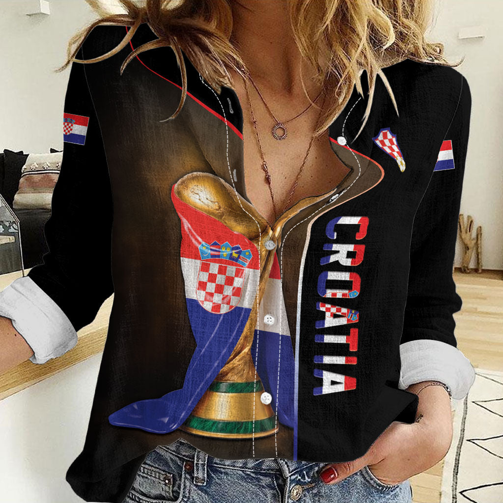Personalized Croatia Football 2026 Women Casual Shirt Trophy Flag Pride Art