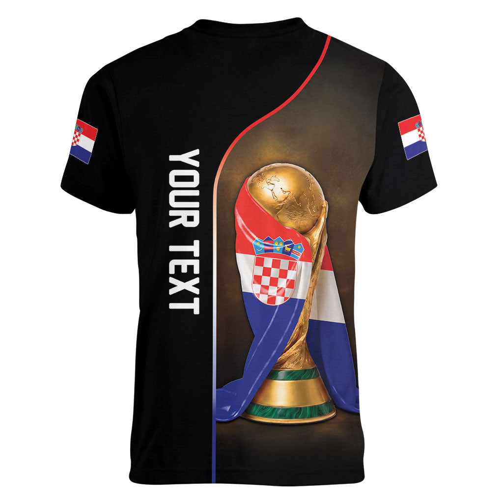 Personalized Croatia Football 2026 Women V-Neck T-Shirt Trophy Flag Pride Art