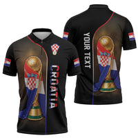 Personalized Croatia Football 2026 Zipper Polo Shirt Trophy Flag Pride Art