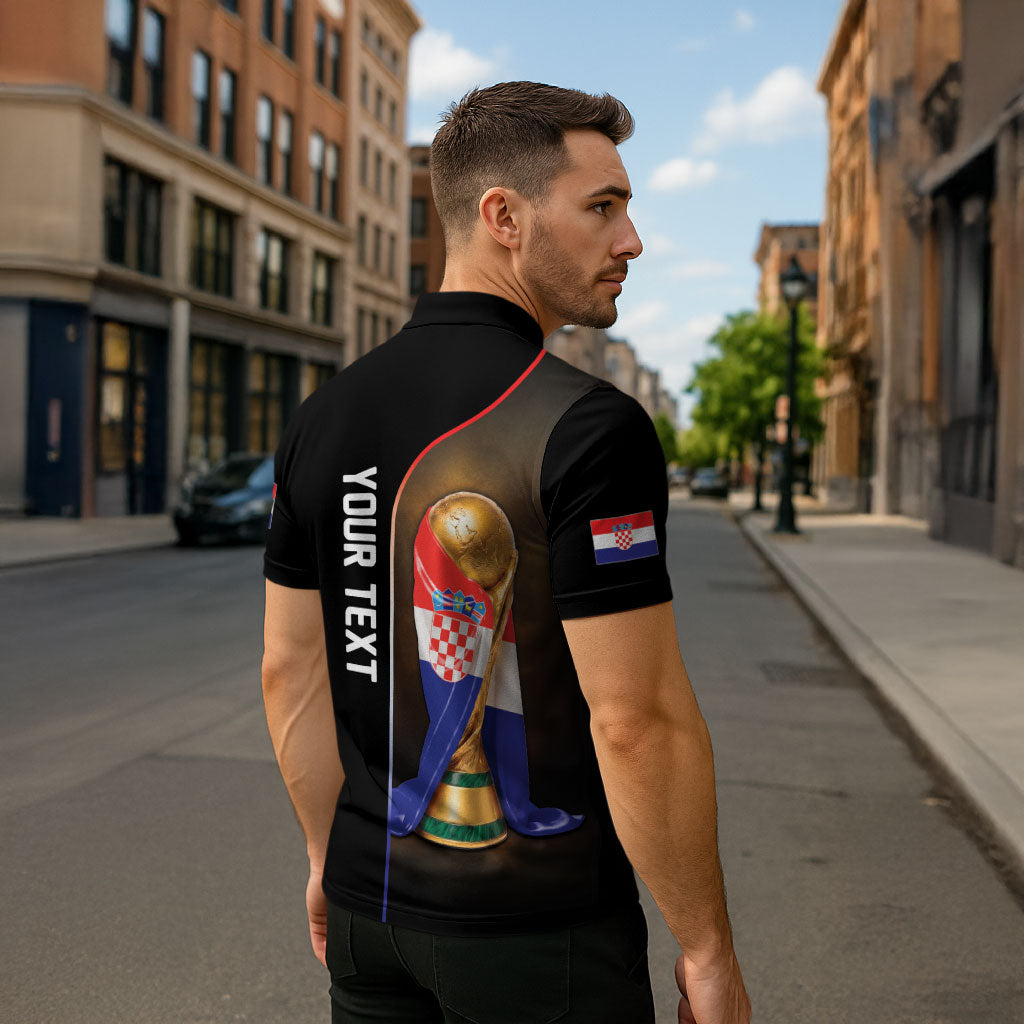 Personalized Croatia Football 2026 Zipper Polo Shirt Trophy Flag Pride Art